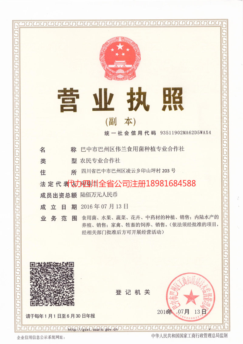 遵化遵化伟兰食用菌种植专业合作社